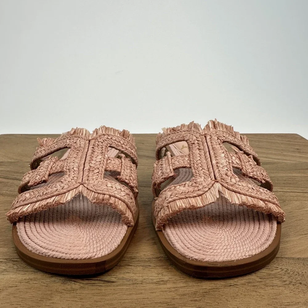 New Womens Sam Edelman Bay 20 Woven Pink Comfort Slides Sandals‎ Size 5.5 M NWOB